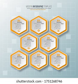 vector abstract 3d paper infographic elements.Hexagon infographics.Honeycomb design