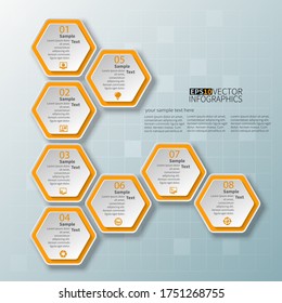 vector abstract 3d paper infographic elements.Hexagon infographics.Honeycomb design