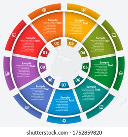 vector abstract 3d paper infographic elements.Circular infographics
