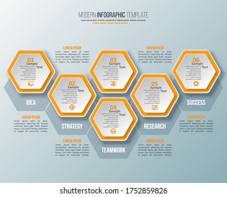 vector abstract 3d paper infographic elements.Hexagon infographics.Honeycomb design