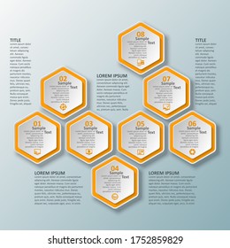 vector abstract 3d paper infographic elements.Hexagon infographics.Honeycomb design
