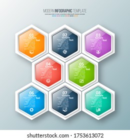 vector abstract 3d paper infographic elements.Hexagon infographics.Honeycomb design
