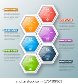 vector abstract 3d paper infographic elements.Hexagon infographics.Honeycomb design
