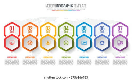vector abstract 3d paper infographic elements.Hexagon infographics.Honeycomb design