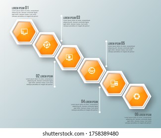 vector abstract 3d paper infographic elements.Hexagon infographics.Honeycomb design