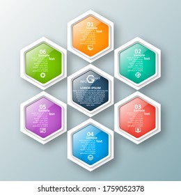 vectores abstractos elementos de la infografía de papel 3d.infografía de hexágono.Diseño de honeycomb
