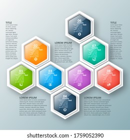 vector abstract 3d paper infographic elements.Hexagon infographics.Honeycomb design