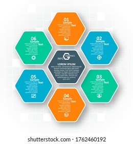 vector abstract 3d paper infographic elements.Hexagon infographics.Honeycomb design