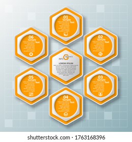 vector abstract 3d paper infographic elements.Hexagon infographics.Honeycomb design