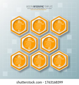 vector abstract 3d paper infographic elements.Hexagon infographics.Honeycomb design