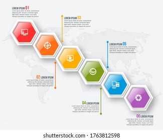 vector abstract 3d paper infographic elements.Hexagon infographics.Honeycomb design