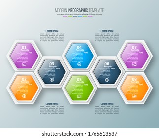 vector abstract 3d paper infographic elements.Hexagon infographics.Honeycomb design