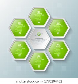 vector abstract 3d paper infographic elements.Hexagon infographics.Honeycomb design