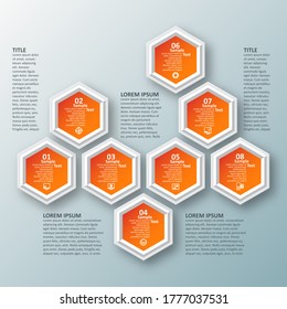 vectores abstractos elementos de la infografía de papel 3d.infografía de hexágono.Diseño de honeycomb