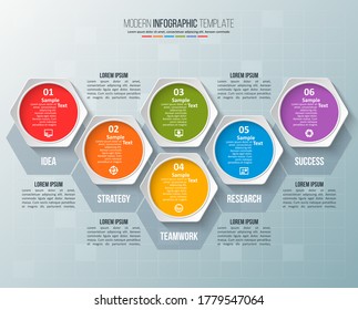 vector abstract 3d paper infographic elements.Hexagon infographics.Honeycomb design