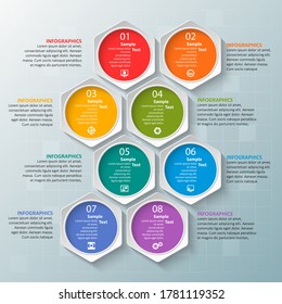 vector abstract 3d paper infographic elements.Hexagon infographics.Honeycomb design