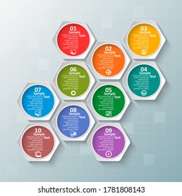 vector abstract 3d paper infographic elements.Hexagon infographics.Honeycomb design