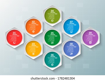 vector abstract 3d paper infographic elements.Hexagon infographics.Honeycomb design