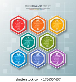 vector abstract 3d paper infographic elements.Hexagon infographics.Honeycomb design