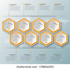 vector abstract 3d paper infographic elements.Hexagon infographics. Honeycomb design