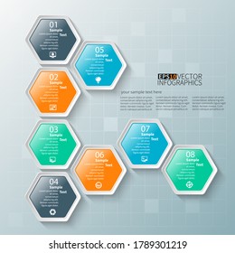 vector abstract 3d paper infographic elements.Hexagon infographics.Honeycomb design