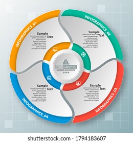 vector abstract 3d paper infographic elements. Circular infographics