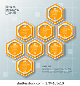 vector abstract 3d paper infographic elements. Hexagon infographics. Honeycomb design