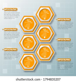 vector abstract 3d paper infographic elements.Hexagon infographics.Honeycomb design