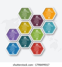 vector abstract 3d paper infographic elements.Hexagon infographics.Honeycomb design