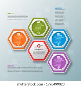vector abstract 3d paper infographic elements.Hexagon infographics.Honeycomb design