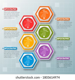 vector abstract 3d paper infographic elements.Hexagon infographics.Honeycomb design
