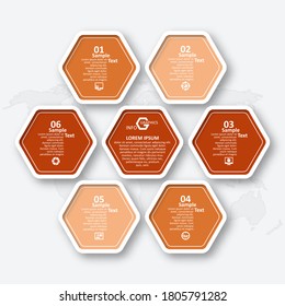 vector abstract 3d paper infographic elements.Hexagon infographics.Honeycomb design