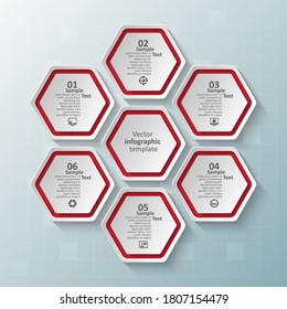 vector abstract 3d paper infographic elements. Hexagon infographics. Honeycomb design