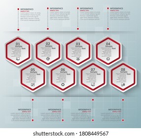vector abstract 3d paper infographic elements.Hexagon infographics.Honeycomb design