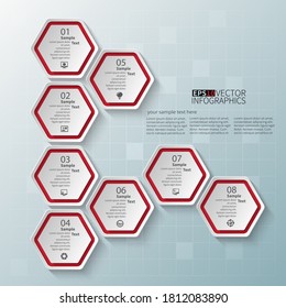 vector abstract 3d paper infographic elements.Hexagon infographics.Honeycomb design