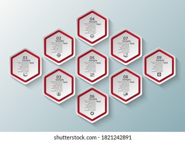 vector abstract 3d paper infographic elements.Hexagon infographics.Honeycomb design