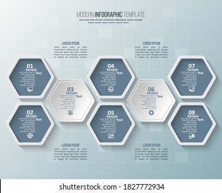 vector abstract 3d paper infographic elements.Hexagon infographics.Honeycomb design