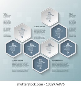 vector abstract 3d paper infographic elements.Hexagon infographics.Honeycomb design