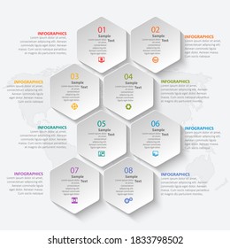 vector abstract 3d paper infographic elements.Hexagon infographics.Honeycomb design