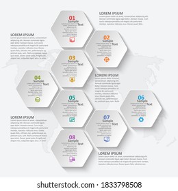 vector abstract 3d paper infographic elements.Hexagon infographics.Honeycomb design