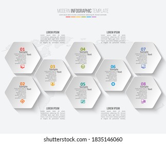 vector abstract 3d paper infographic elements.Hexagon infographics.Honeycomb design