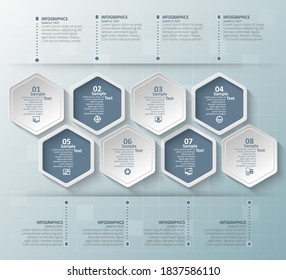 vector abstract 3d paper infographic elements.Hexagon infographics.Honeycomb design