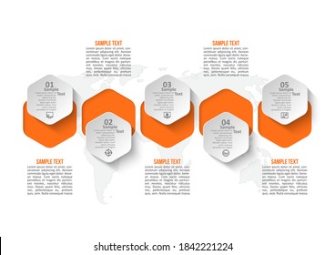 Vector Abstract 3d Paper Infographic Elements.Hexagon Infographics.Honeycomb Design