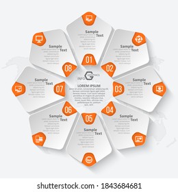 Vektorgrafik abstrakter 3D-Papierinfographieelemente.Zirkuläre Infografiken