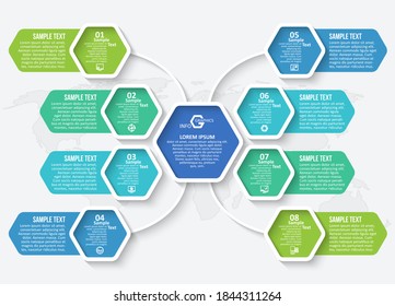 vector abstract 3d paper infographic elements.Hexagon infographics.Honeycomb design
