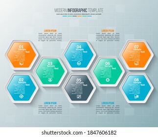 vector abstract 3d paper infographic elements.Hexagon infographics.Honeycomb design