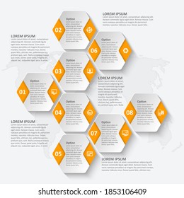 vector abstract 3d paper infographic elements.Hexagon infographics.Honeycomb design