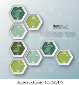 vector abstract 3d paper infographic elements.Hexagon infographics.Honeycomb design