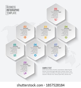 vector abstract 3d paper infographic elements.Hexagon infographics.Honeycomb design