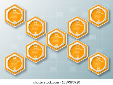 vector abstract 3d paper infographic elements.Hexagon infographics.Honeycomb design